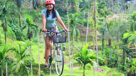 Sepeda Gantung di Tunggir Terrace Padi Bali